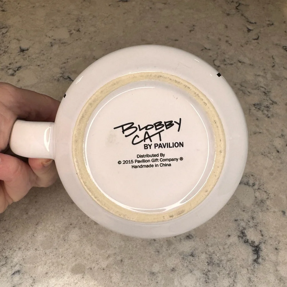 LARGE “Blobby Cat” Mug with Yellow Interior - Purr-Fection, approx 14-16oz